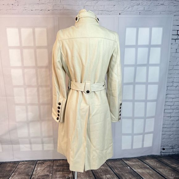 Esprit ivory white wool blend belted button down winter coat size medium - Picture 5 of 11